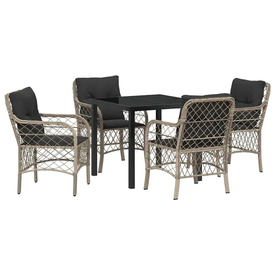 vidaXL Garten Essgruppe 5-teilig aus Poly Rattan und Glas in Anthrazit und Hellgrau - Bild 2