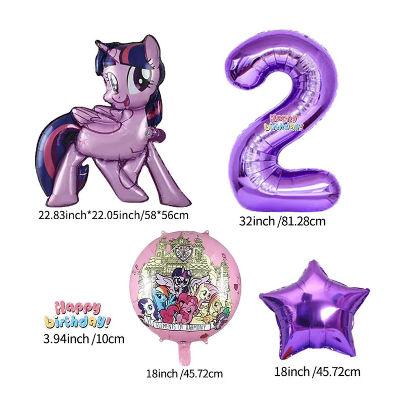 6 Stück My Little Pony Folienballons für Kindergeburtstage und Kindertag, mehrfarbig, Hintergrund-Dekoration aus Kunststoff - Bild 3