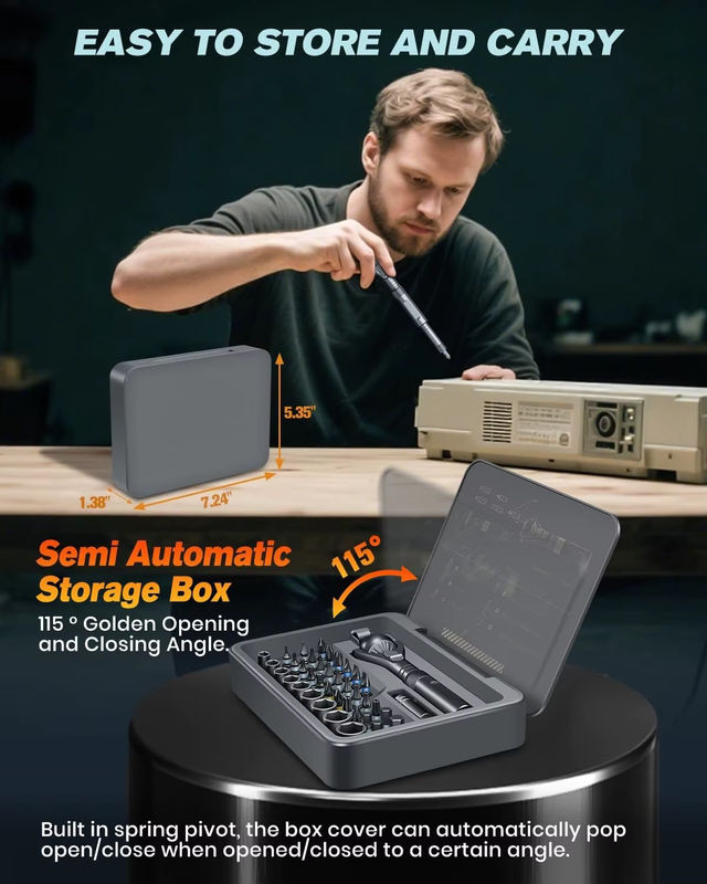 JIMIHOME 40-in-1 Magnetisches Ratschenschraubendreher-Set mit 180-Grad-Kugelgelenkgriff für Computer, Telefon, Uhr und Kamera - Bild 5
