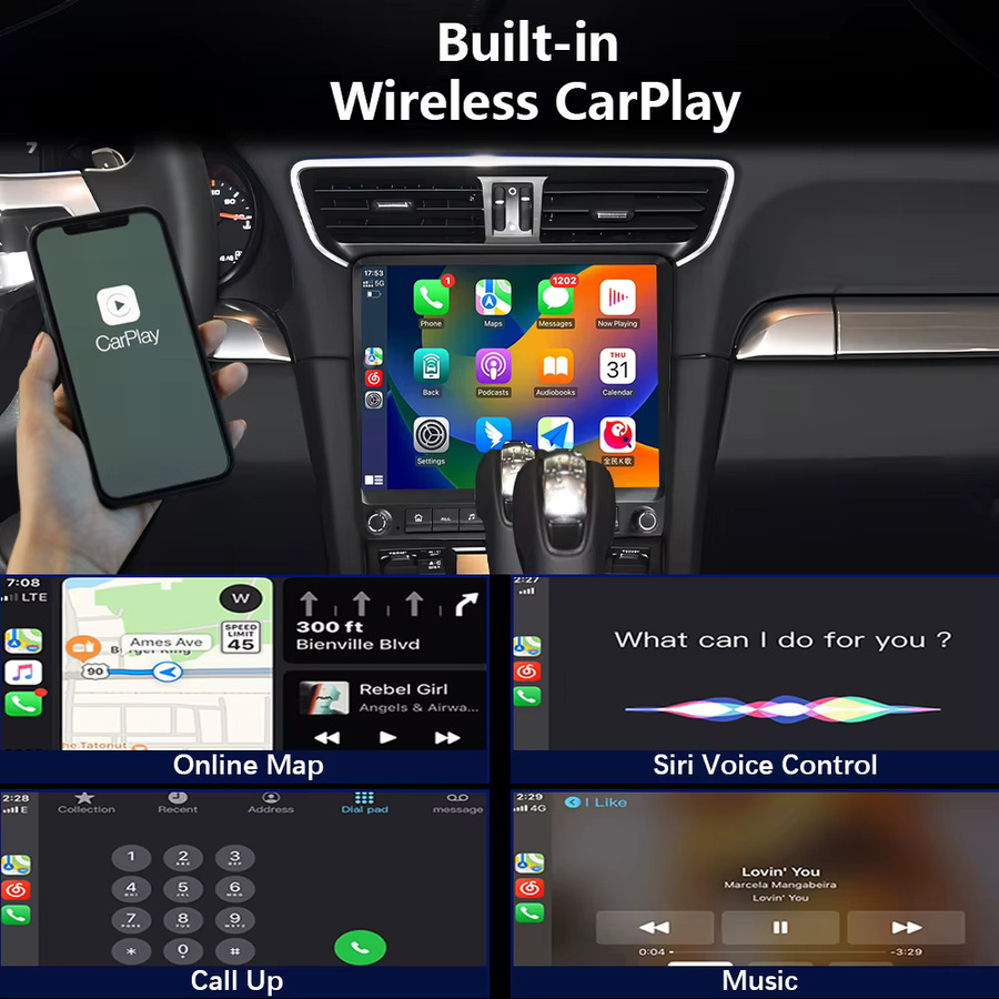 CHSTEK Android 14 Autoradio mit Carplay, GPS, WIFI, 4G und Bluetooth für Porsche Cayman 981, 918, 911, Boxster 718, 982, 997, 991.1, 992.1 in Schwarz - Bild 2