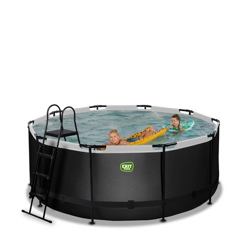 EXIT Toys Black Leather Pool Rahmenpool Schwarz, Durchmesser: 360 cm, Höhe: 122 cm, inklusive Sandfilterpumpe - Bild 2