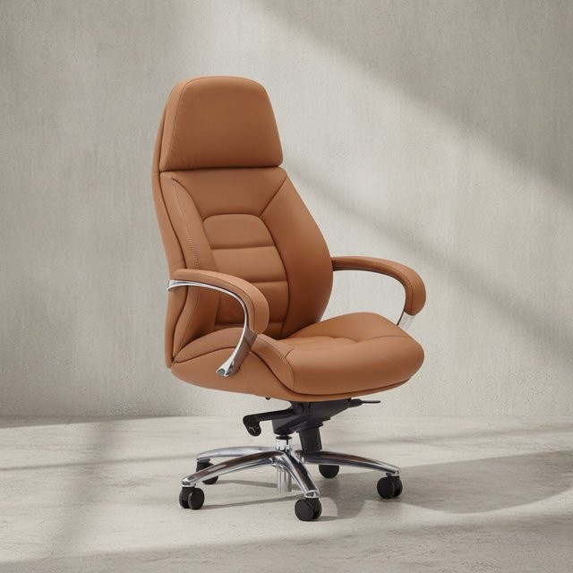 KADIMA DESIGN Chefsessel MIRON aus Echtleder mit Multiblockwippmechanik und Kopfstütze - Bild 1