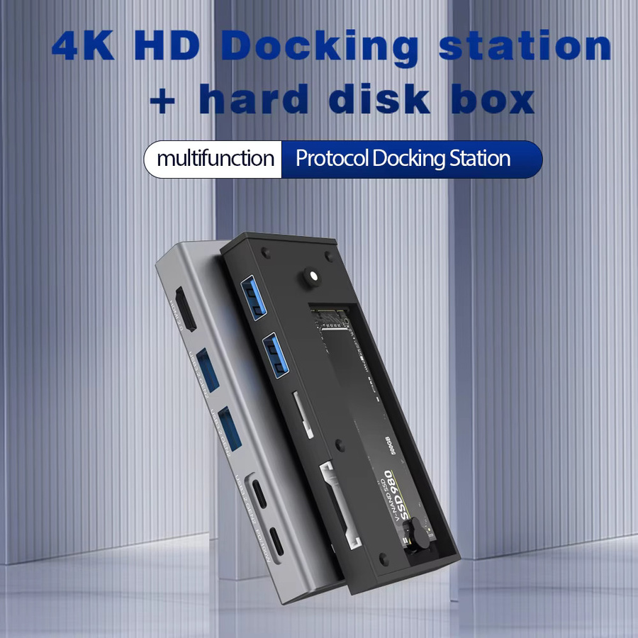 Blueendless M.2 SSD-Gehäuse mit USB-C-Hub Dockingstation für M2 SATA und NVMe, 10Gbps, 4K 60Hz HDMI, 100W PD und SD/TF-Slot - Bild 2