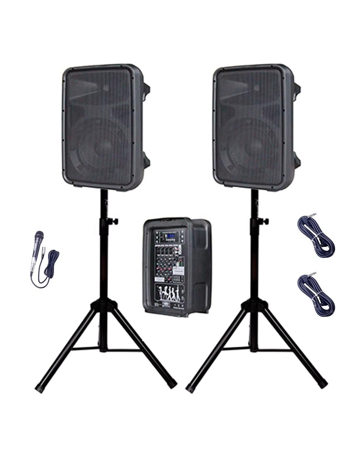 ZUIDID Professionelles PA-Lautsprechersystem mit 800W Leistung, 4-Kanal Audio-Powermixer, 2x8 Zoll Lautsprecher, Bluetooth und drahtlosen Mikrofonen, Schwarz - Bild 5