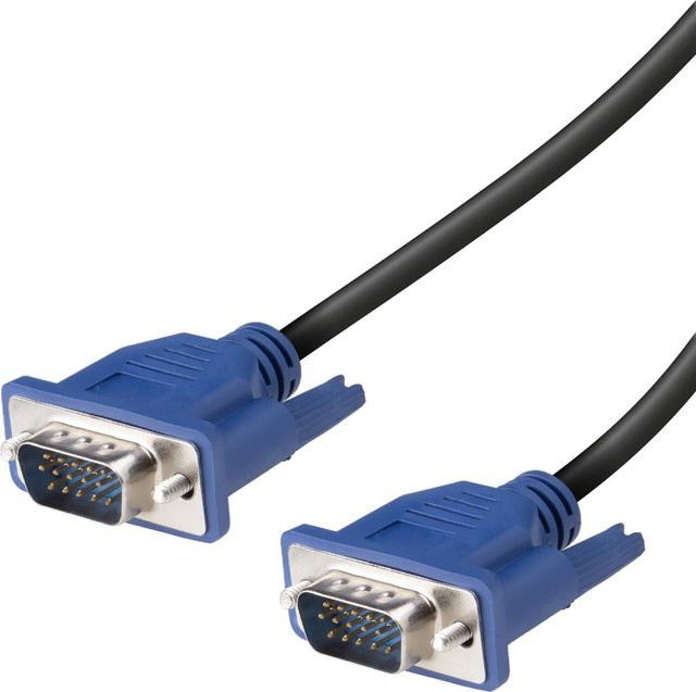 Vivanco VGA-Kabel in Schwarz, 3 m Länge, Stecker auf Stecker für Monitore und Projektoren - Bild 1