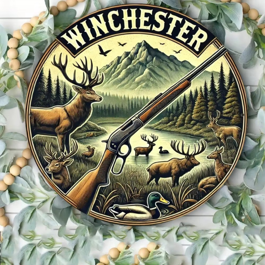 HELLOYOUNG Vintage Winchester Blechschild Metall-Wanddekoration Retro Design, B/H: 20,32 x 20,32 cm, Mehrfarbig - Bild 3