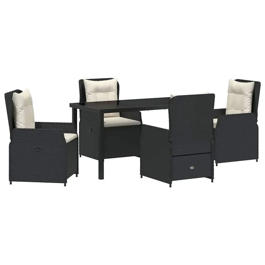 vidaXL Garten Essgruppe 5-teilig aus Poly-Rattan und Glas in Schwarz - Bild 2