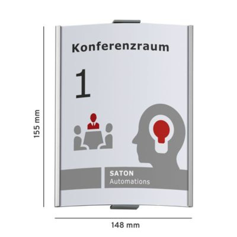 moedel Türschild Frankfurt aus Aluminium in Silber, individuell beschriftbar, Wandmontage, B: 14,8 cm, H: 15,5 cm - Bild 2
