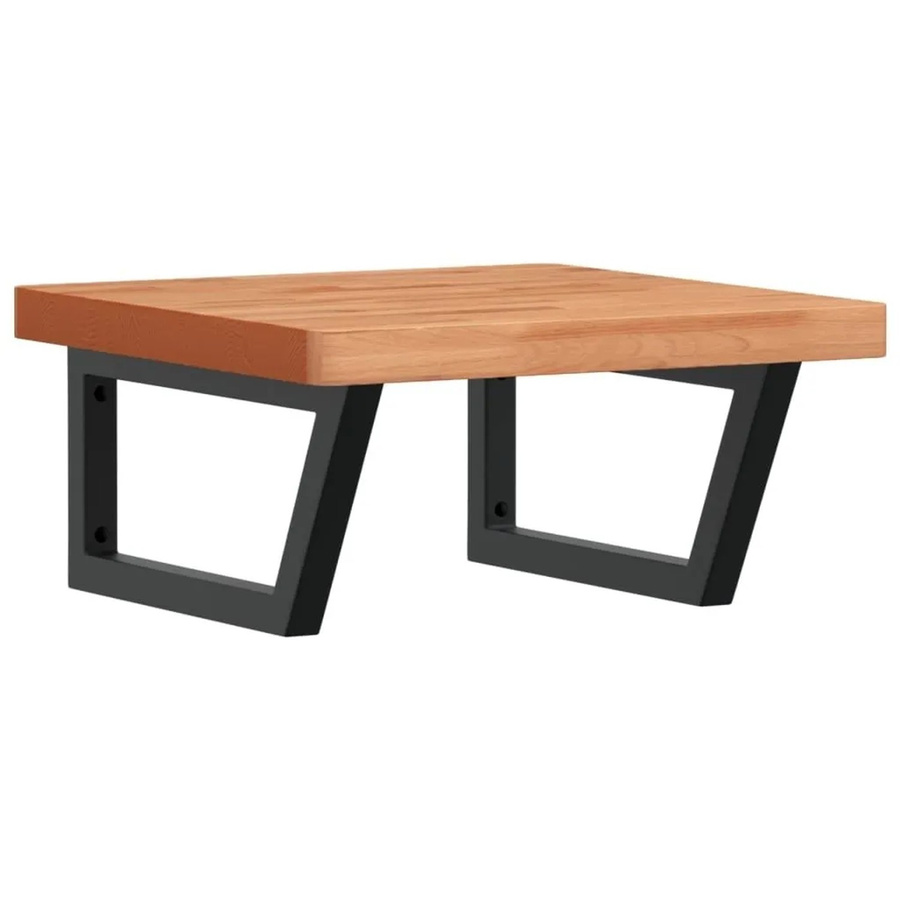 vidaXL Waschbeckenregal zur Wandmontage aus Stahl und Massivholz Buche in Schwarz und Braun - Bild 2