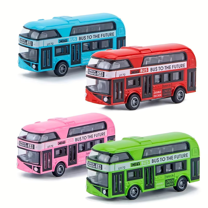 SONGYI Stadtbus Sightseeing Doppeldecker-Busmodell, Druckguss, Blau - Bild 2