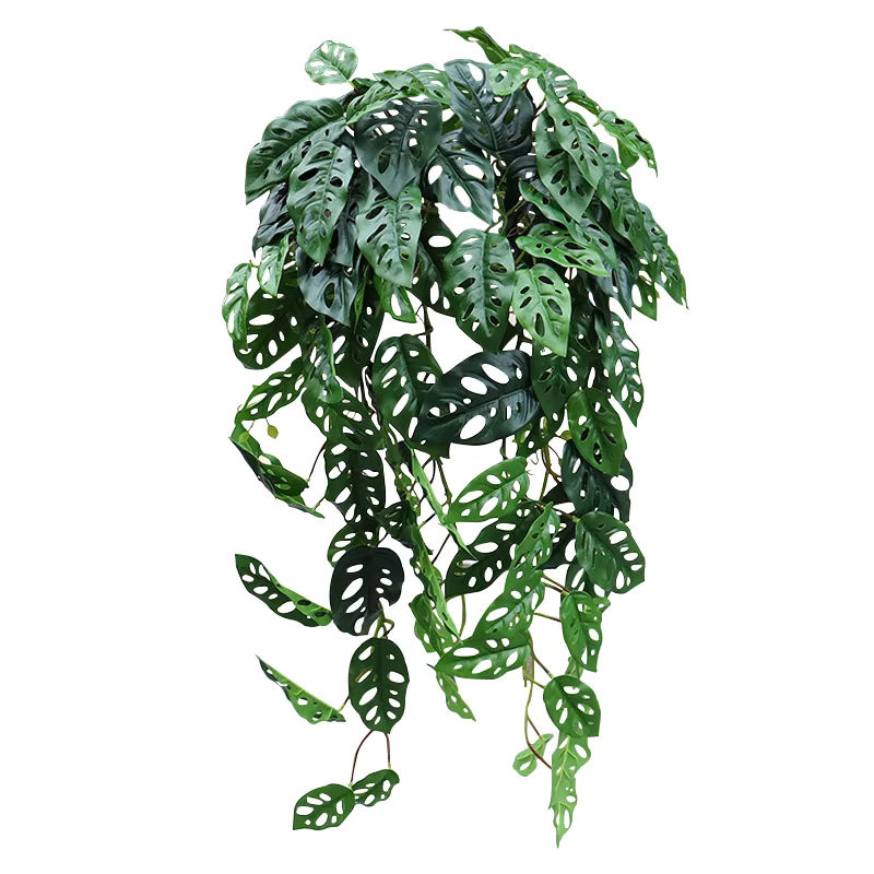Künstliche hängende Reben von Kmitang in Grün mit Monstera-Blättern und Rattan-Elementen, Höhe: 76 cm - Bild 6