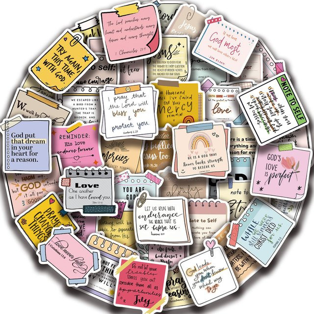 50 Stück Haftnotizen mit Bibelmotiv in Multicolour von AnimeWorlds Store - Bild 1