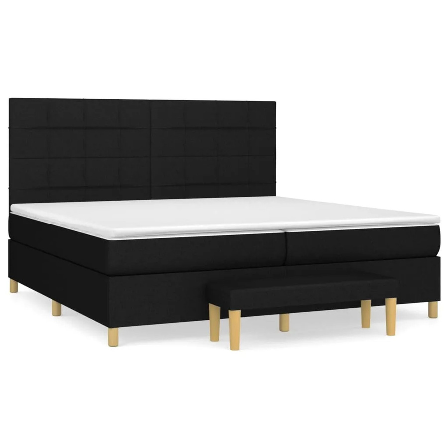 vidaXL Boxspringbett Hybrid mit Matratze und Kopfteil in Schwarz, B/T/H: 200 x 200 x 128 cm - Bild 2