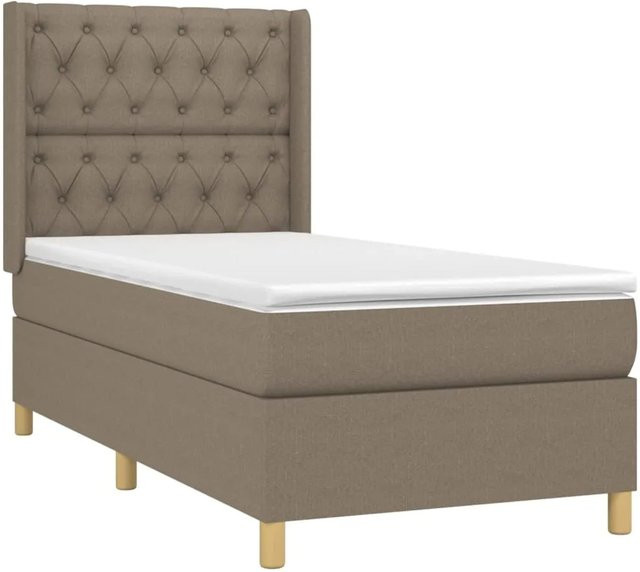 vidaXL Boxspringbett Hybrid mit Matratze und LED-Unterbettbeleuchtung, Farbe: Beige, B/T/H: 80 x 200 cm - Bild 1