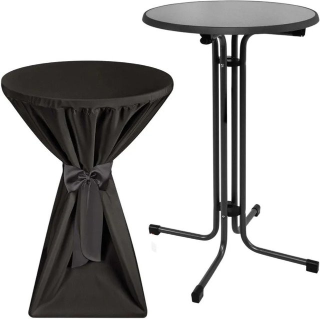 Beautissu Sylt Stehtisch Grau mit Premium Stehtischhusse Schwarz, Durchmesser: 70 cm - Bild 1