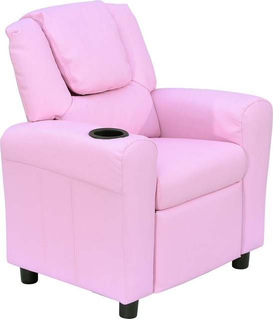HOMCOM Kindersofa mit Liegefunktion und Becherhalter, Rosa, B/T/H: 62 x 56 x 69 cm - Bild 1