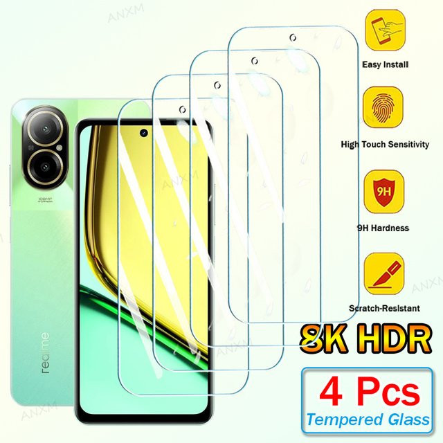 4er-Set Panzerglas Display Schutzfolie für Realme C67 C65 C63 C61 C60 C55 C53 C51 C51S in Transparent - Bild 1
