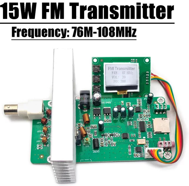 15W FM Sender PLL Stereo Audio mit Digital Display in Grün für Parkplätze und Kirchen - Bild 1
