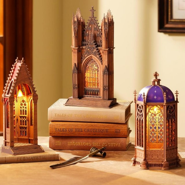 Robotime 3D-Puzzle Doppelsteg-Kathedrale, Holzmodellbausatz, mit Beleuchtung, ab 14 Jahren - Bild 1