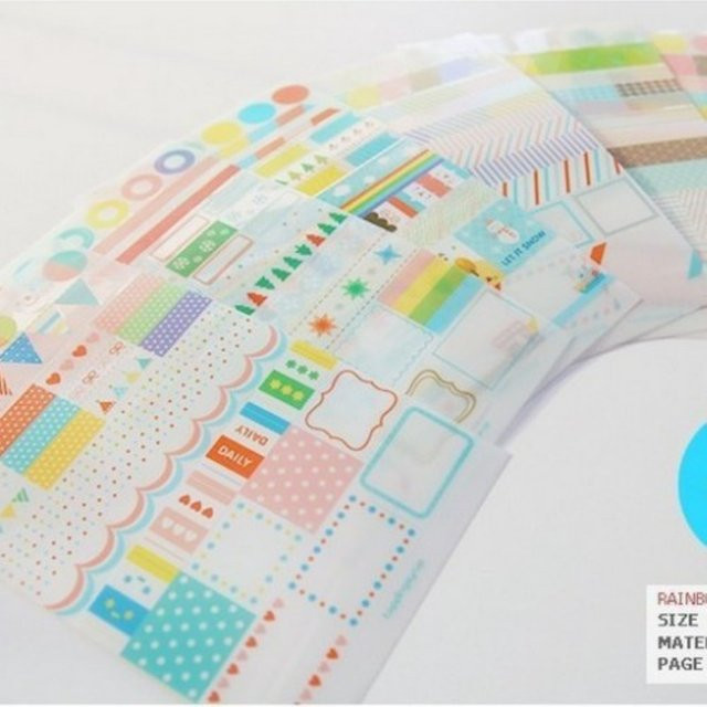 6er Set dekorative Regenbogen Aufkleber aus transparentem PVC im koreanischen Briefpapier-Stil, Mehrfarbig - Bild 1