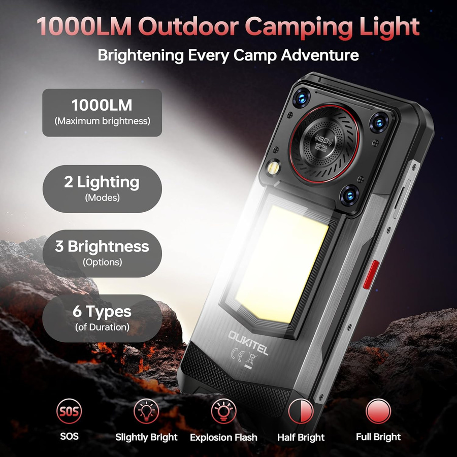 OUKITEL WP56 5G Smartphone mit 256 GB Speicher, 16000 mAh Akku, 6.8 Zoll Display und 108 MP Kamera in Schwarz mit Android 15 - Bild 2