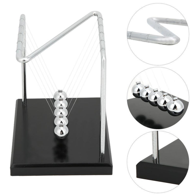 Tooarts Z Typ Pendelkugel Ornament aus Metall und Holz in Silber für modernes Wohnen und Büro - Bild 3