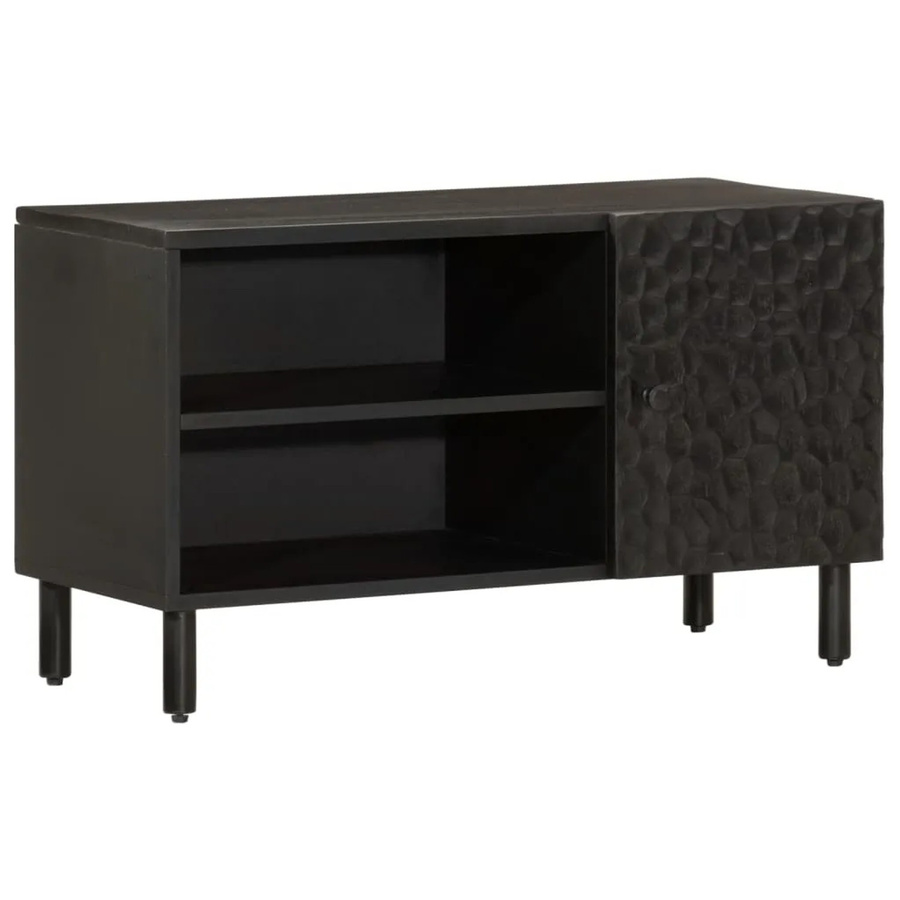 vidaXL TV-Schrank aus Mango-Massivholz in Schwarz, Modernes Design für dein Wohnzimmer, B/T/H: 80 x 31 x 46 cm - Bild 2