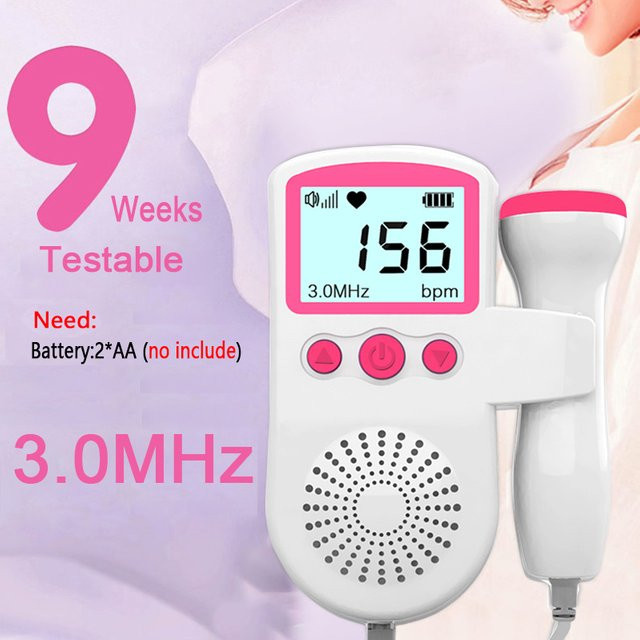 Fireurus Ultraschall Baby Herzfrequenz Detektor Fetal Doppler Monitor in Pink und Weiß - Bild 1
