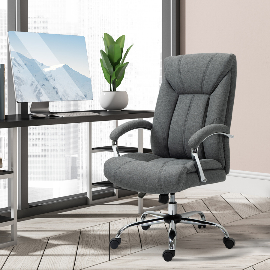 Vinsetto Bürostuhl ergonomisch höhenverstellbar mit Wippfunktion und Armlehnen in Grau - Bild 2