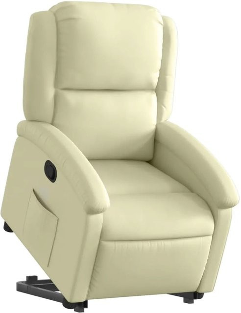 vidaXL Massagesessel mit Aufstehhilfe aus Echtleder in Creme - Bild 1