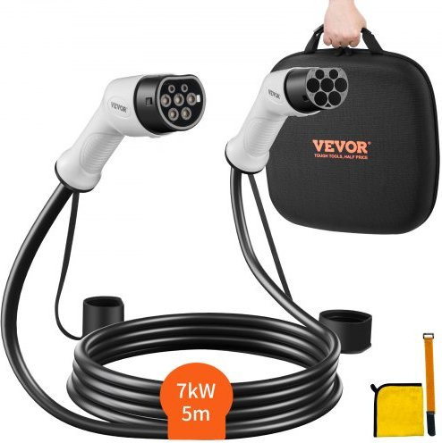 VEVOR Typ 2 Ladekabel für Elektroautos und Hybridfahrzeuge, 7kW, 32A, 5 Meter, Schwarz - Bild 1