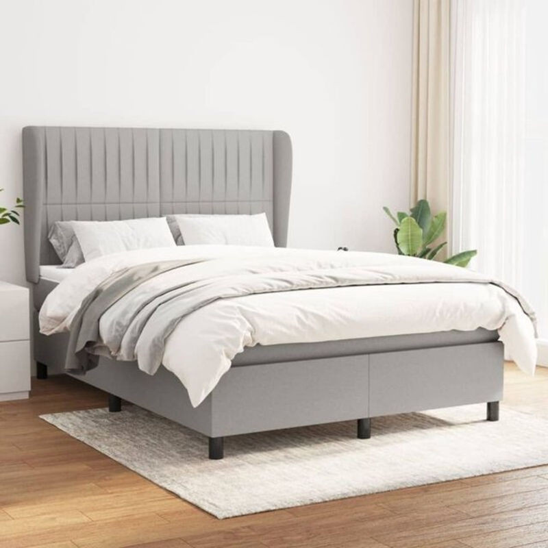 vidaxl Boxspringbett mit Matratze aus Stoff in Grau, B/T/H: 140 x 190 cm - Bild 1