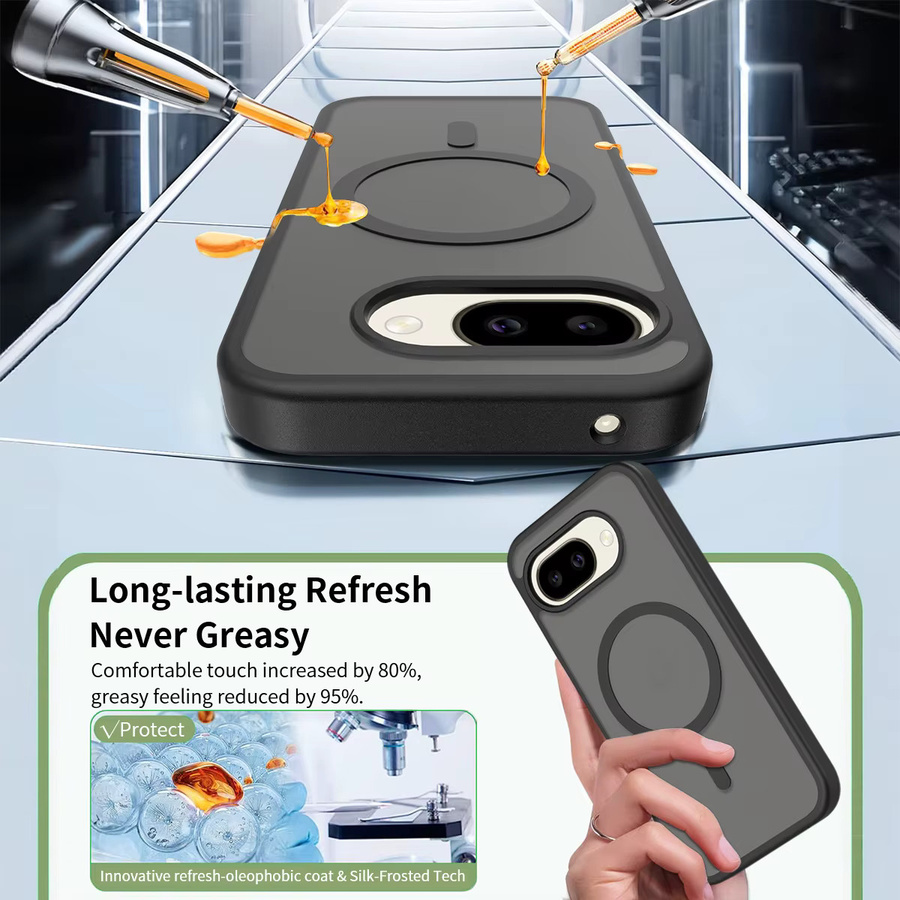 Business Translucent MagSafe Hülle für Google Pixel 10, 9 Pro XL, 10A und 9A, magnetische matte Hartschale in Transparent und Grau, stoßfest und kabelloses Laden unterstützt - Bild 4