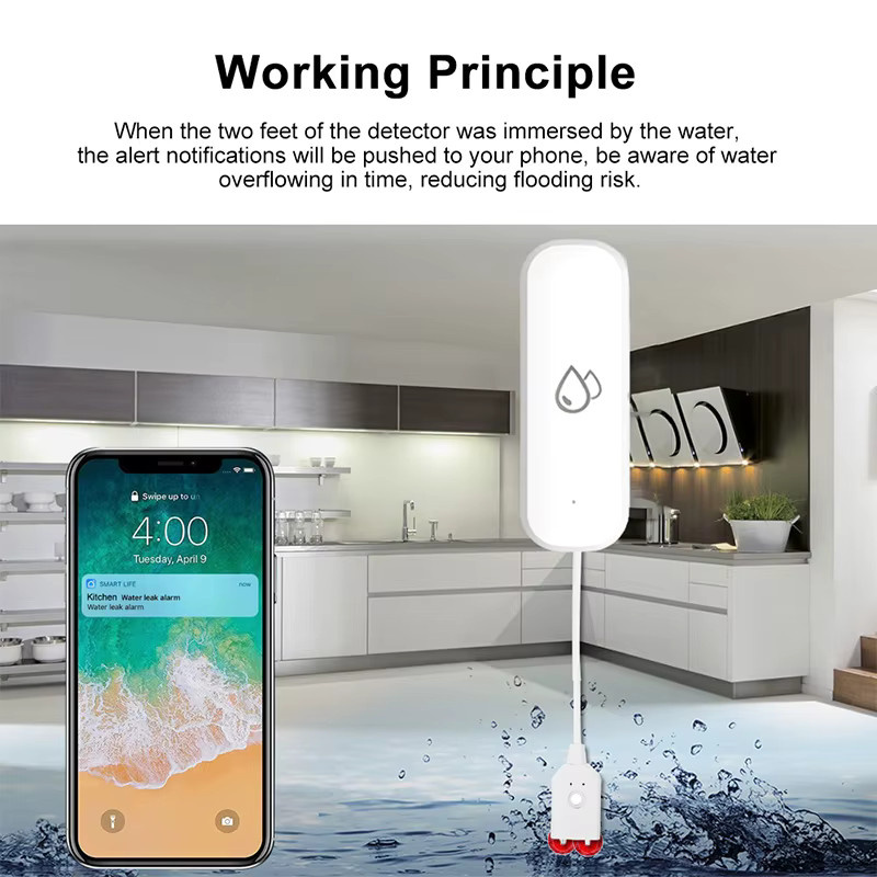 Tuya ZigBee 3.0 Intelligenter Wasserleck-Sensor in Weiß mit APP-Fernüberwachung und Überschwemmungsalarm - Bild 4