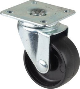BS Lenkrolle mit Platte, Durchmesser 40 mm, Tragkraft 30 kg, Schwarz - Bild 1