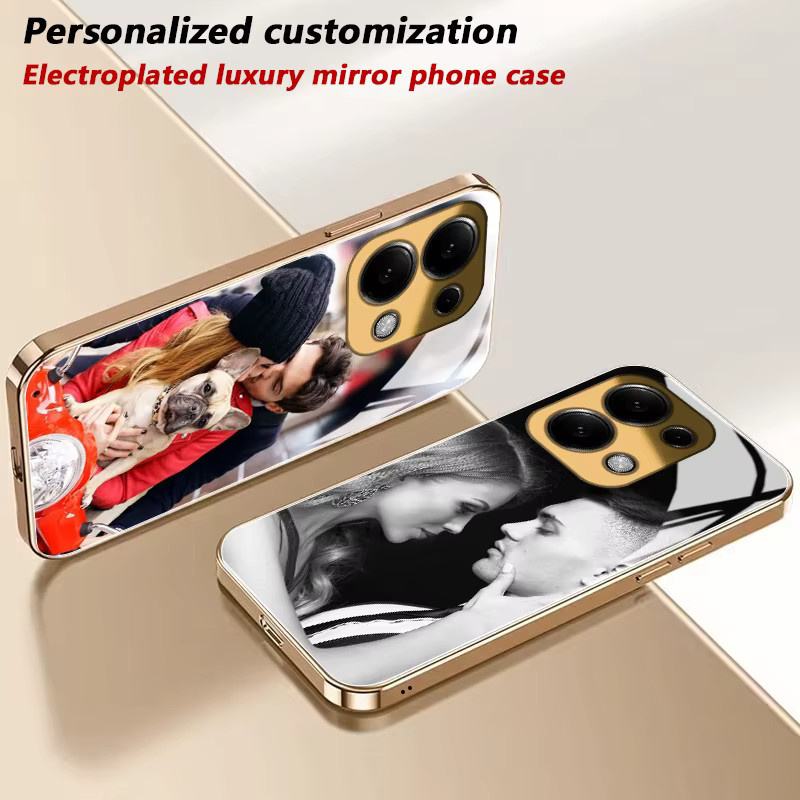 Personalisierte Handyhülle mit Fotospiegelglas in Gold für Poco C75, M3 Pro, M6 Pro, M5s, X5, X6, X7 und M4 Pro Serie - Bild 5