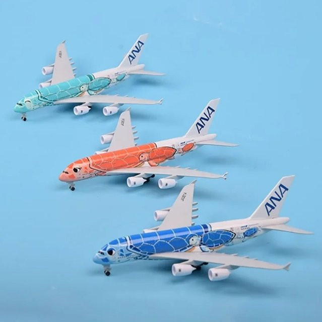 ZOCO Airbus A380 Diecast Flugzeug Modell, Metall, Grün Orange Blau, 20 cm - Bild 1