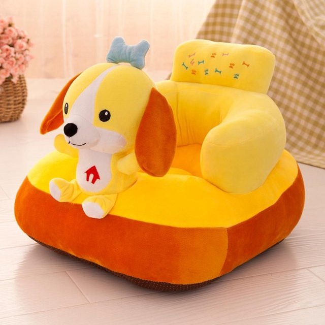 Binchi Keji Travel Schonbezug für Sessel und Couch mit Tiermotiv in Gelb, rutschfest und elastisch aus Fleece für Kleinkinder - Bild 1