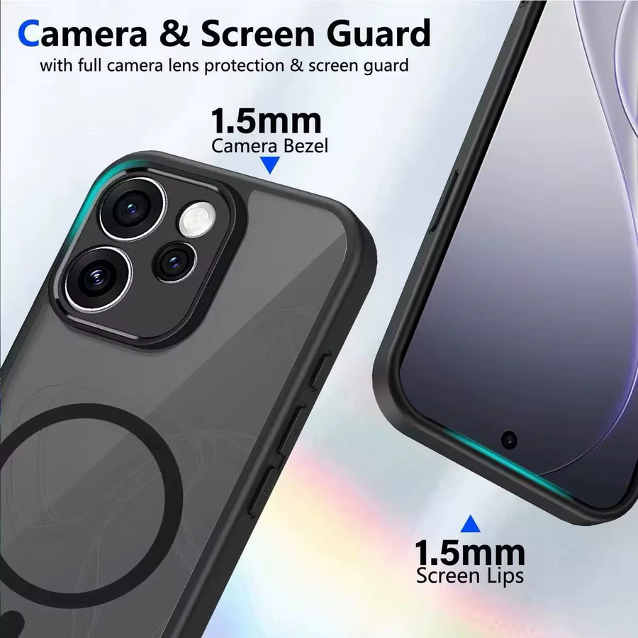 Stoßfeste magnetische MagSafe Handyhülle für Realme 15 14 Pro Plus 15T 14T in Transparent und Schwarz mit mattem Finish - Bild 4