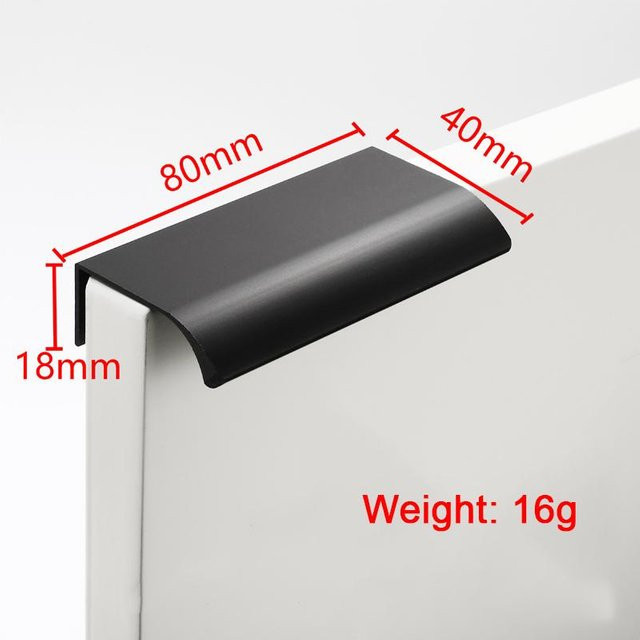 Yiran toy 1 Versteckte Möbel-Schubladengriffe in Schwarz aus Aluminiumlegierung für Küchenschranktüren und Kleiderschränke - Bild 1