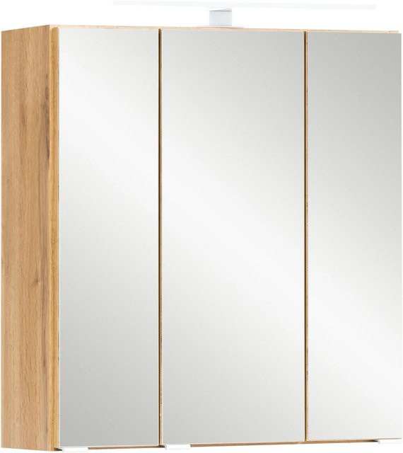 Held Möbel 3D-Spiegelschrank Trient in Wotaneiche mit LED-Beleuchtung und Steckdose, Breite: 60 cm, Höhe: 64 cm, Tiefe: 20 cm - Bild 1