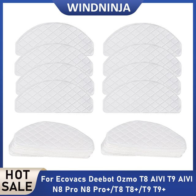 Ecovacs Einweg-Antibakterielle Wischpads in Weiß für Deebot Ozmo T8 AIVI T9 AIVI N8 Pro N8 Pro+ T8 T8+ T9 T9+ Roboterstaubsauger - Bild 1