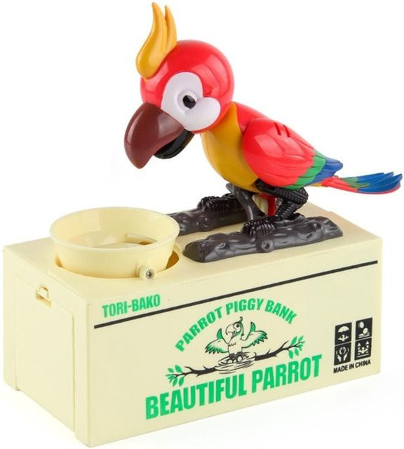 Papagei-Münzenspardose als Robotervogel in Beige für Kinder und Erwachsene - Bild 1