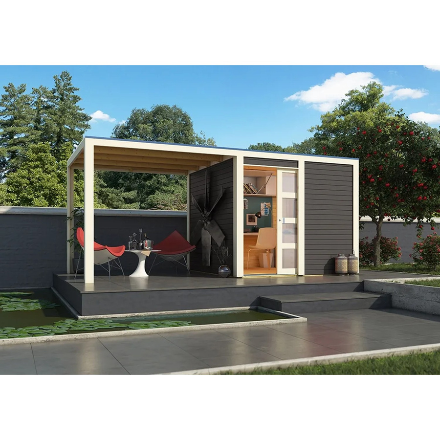 Karibu Holz-Gartenhaus Cuadrado in Terragrau mit Flachdach und modernem Design, B/T: 242 x 242 cm - Bild 2