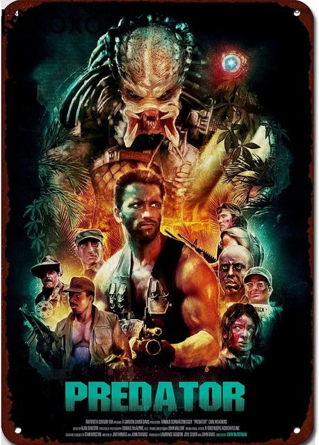 CIFBUY Predator Movie Series Vintage Retro Blechschild Metalldekor-Plakette im Portraitformat, Breite: 20 cm, Höhe: 20 cm - Bild 1