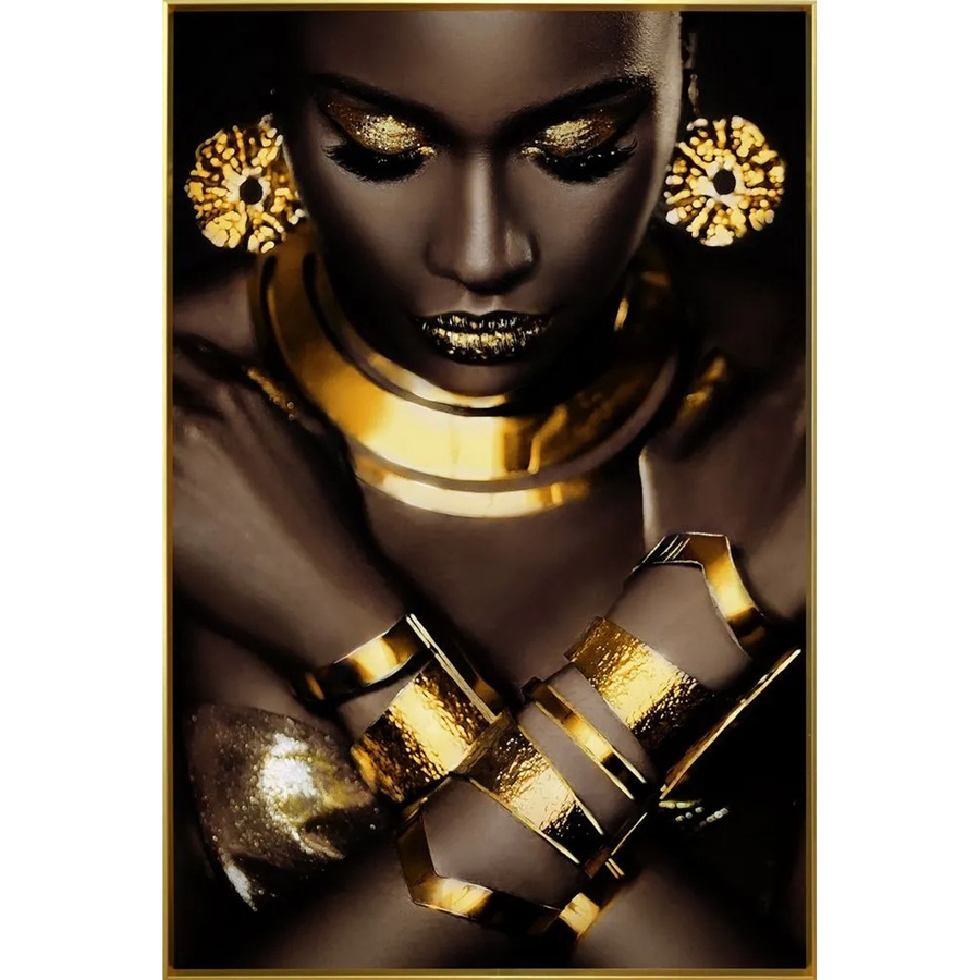 Art Universe Glasbild Goldene Schönheit Modernes Porträt in Gold, B: 80 cm, H: 120 cm - Bild 2