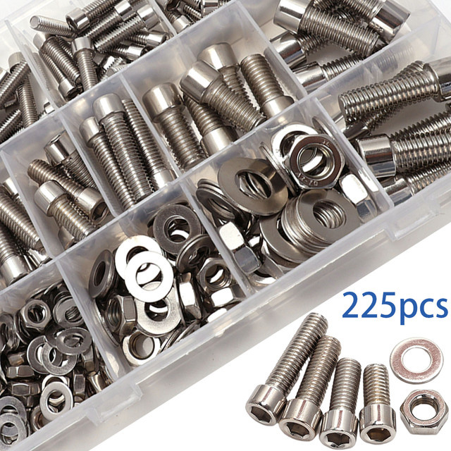 MIVM Edelstahl Sechskantschrauben Set mit Bolzen, Muttern, Federscheiben und Unterlegscheiben mit zylindrischem Kopf - Bild 1