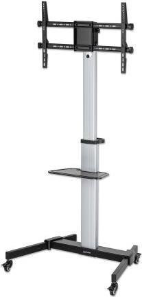 Manhattan Multimedia TV-Ständer aus Aluminium auf Rollen, silber/schwarz, für Bildschirme von 94 cm bis 215,9 cm, bis 50 kg belastbar, neigbar und rotierbar - Bild 1