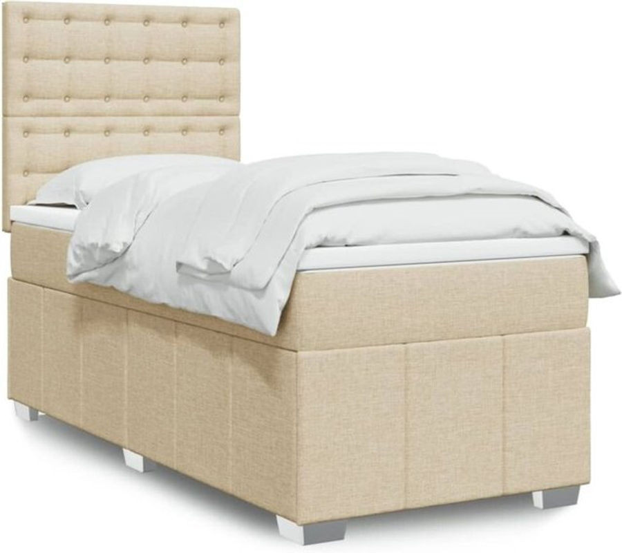 vidaxl Boxspringbett mit Matratze in Beige aus Stoff und Holzwerkstoff B/T/H: 90 x 190 x 140,5 cm - Bild 1