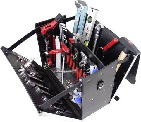 Alarm Werkzeugtasche bestückt aus Leder, Schwarz, L x B x H: 47 x 21 x 38 cm - Bild 1